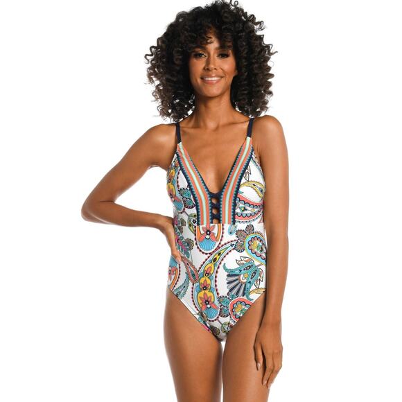 *SOLD* NWT! La Blanca One Piece Pave the Way Paisley Swimsuit - Size 14 - Picture 2 of 9